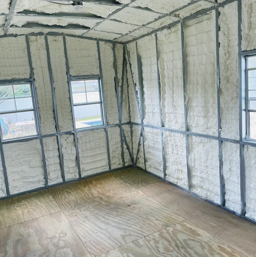 Closed-cell spray foam insulation applied to wall cavities in a residential project in O'Fallon
